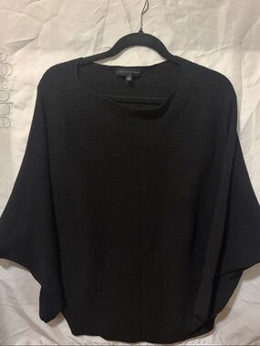 Joan Vass Black Ribbed Pullover Sweater